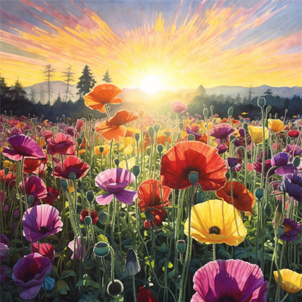 Poppy Flower Sea - Full Square Drill Diamond Painting 40*40CM