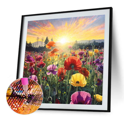 Poppy Flower Sea - Full Square Drill Diamond Painting 40*40CM