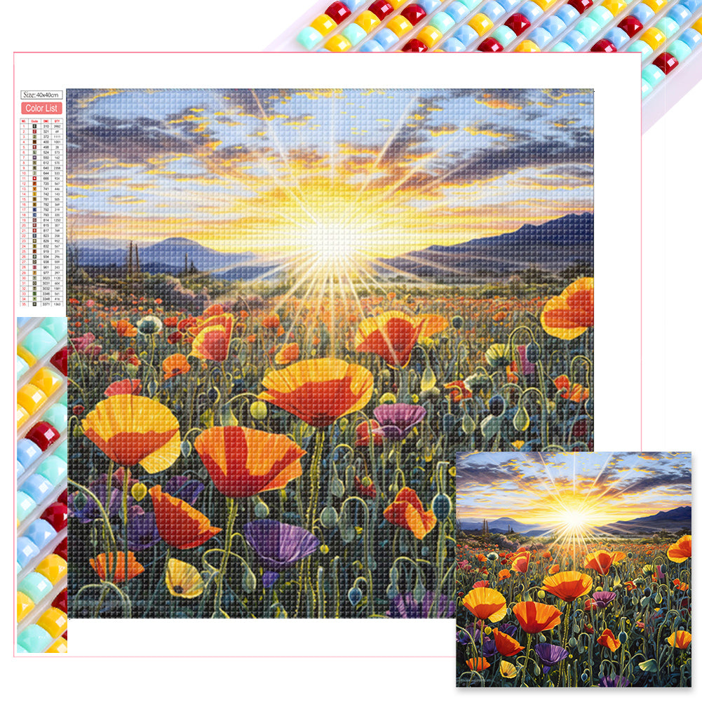 Poppy Flower Sea - Full Square Drill Diamond Painting 40*40CM