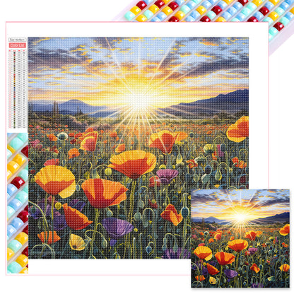 Poppy Flower Sea - Full Square Drill Diamond Painting 40*40CM