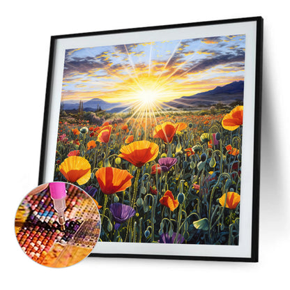Poppy Flower Sea - Full Square Drill Diamond Painting 40*40CM
