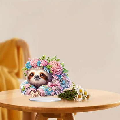 Acrylic Flower Sloth Table Top Diamond Painting Ornament Kits Bedroom Decoration