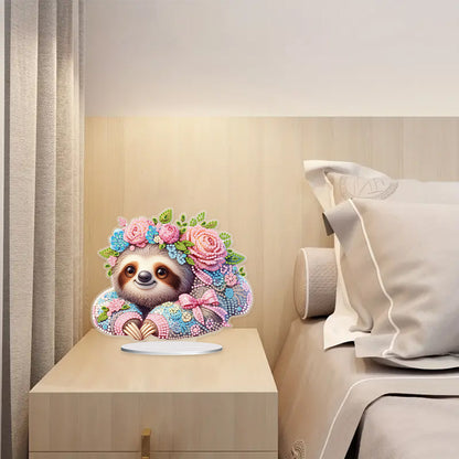 Acrylic Flower Sloth Table Top Diamond Painting Ornament Kits Bedroom Decoration