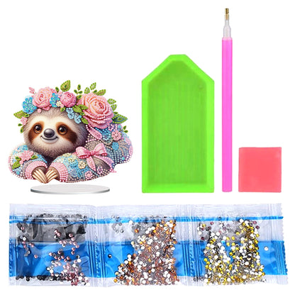 Acrylic Flower Sloth Table Top Diamond Painting Ornament Kits Bedroom Decoration