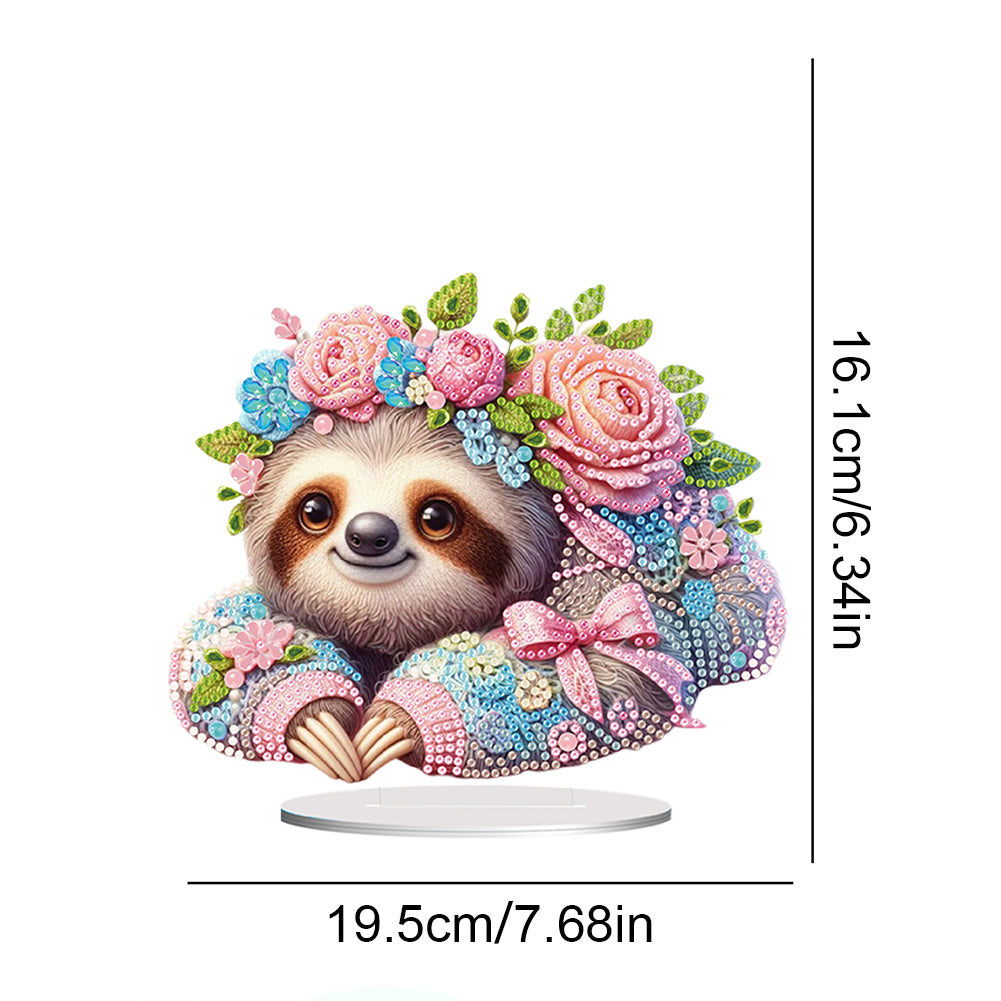 Acrylic Flower Sloth Table Top Diamond Painting Ornament Kits Bedroom Decoration
