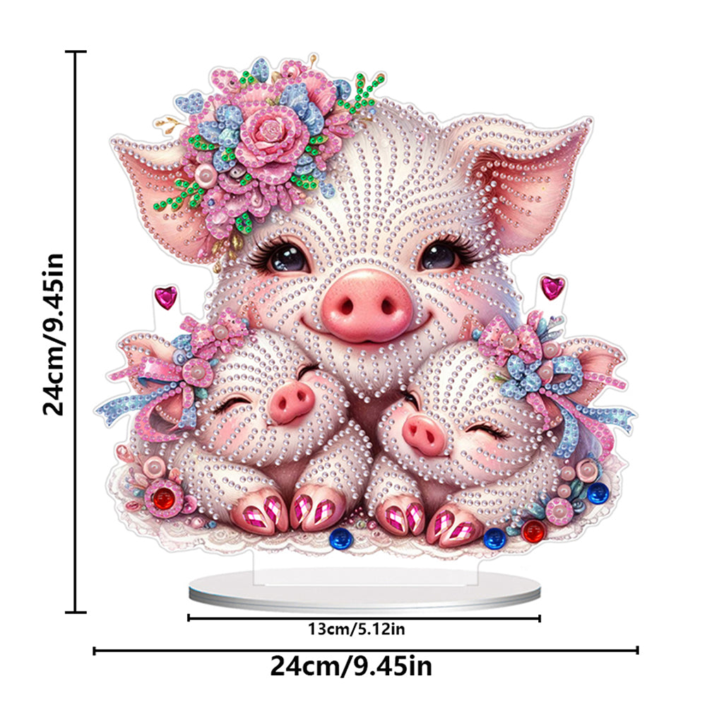 Double Side Special Shaped Cartoon Pig Diamond Painting Desktop Decorations