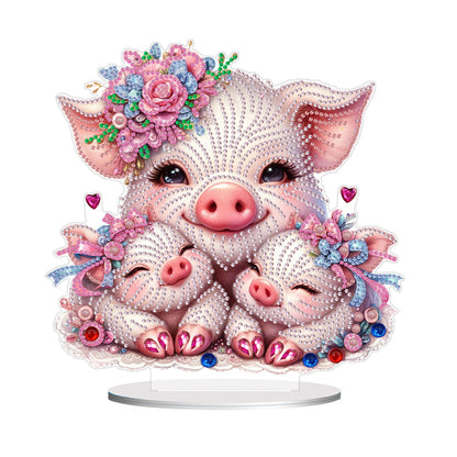 Double Side Special Shaped Cartoon Pig Diamond Painting Desktop Decorations