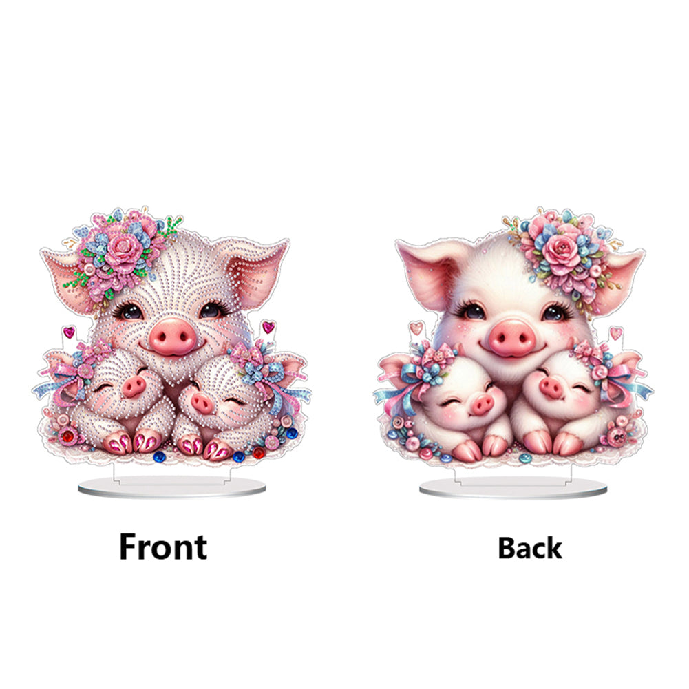 Double Side Special Shaped Cartoon Pig Diamond Painting Desktop Decorations