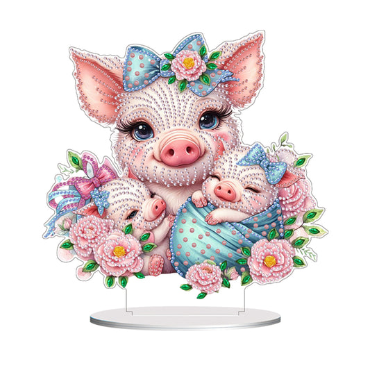 Double Side Special Shaped Cartoon Pig Diamond Painting Desktop Decorations