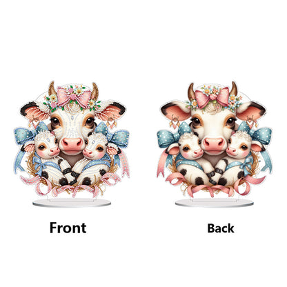 Double Side Special Shaped Cartoon Milk Cow Diamond Painting Desktop Decoration