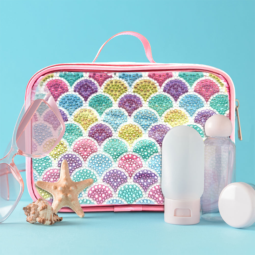 Shells Pattern 5D DIY Diamond Painting Makeup Bag Rhinestone Zipper Handbag