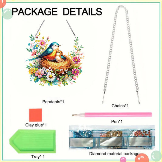 Acrylic Special Shaped Bird Family Hanging Diamond Art Kits Bedroom Decoration