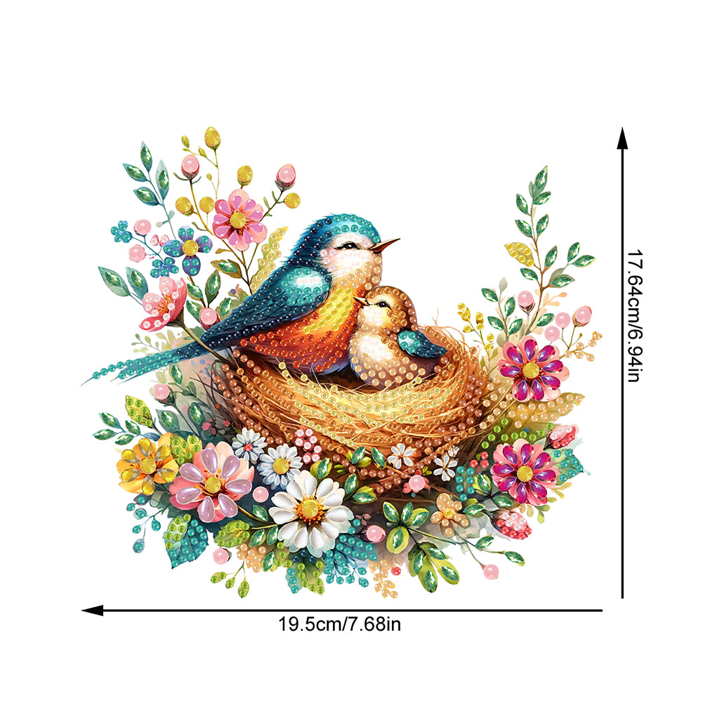 Acrylic Special Shaped Bird Family Hanging Diamond Art Kits Bedroom Decoration