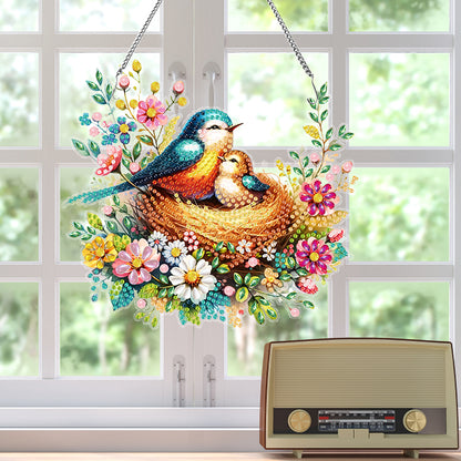 Acrylic Special Shaped Bird Family Hanging Diamond Art Kits Bedroom Decoration