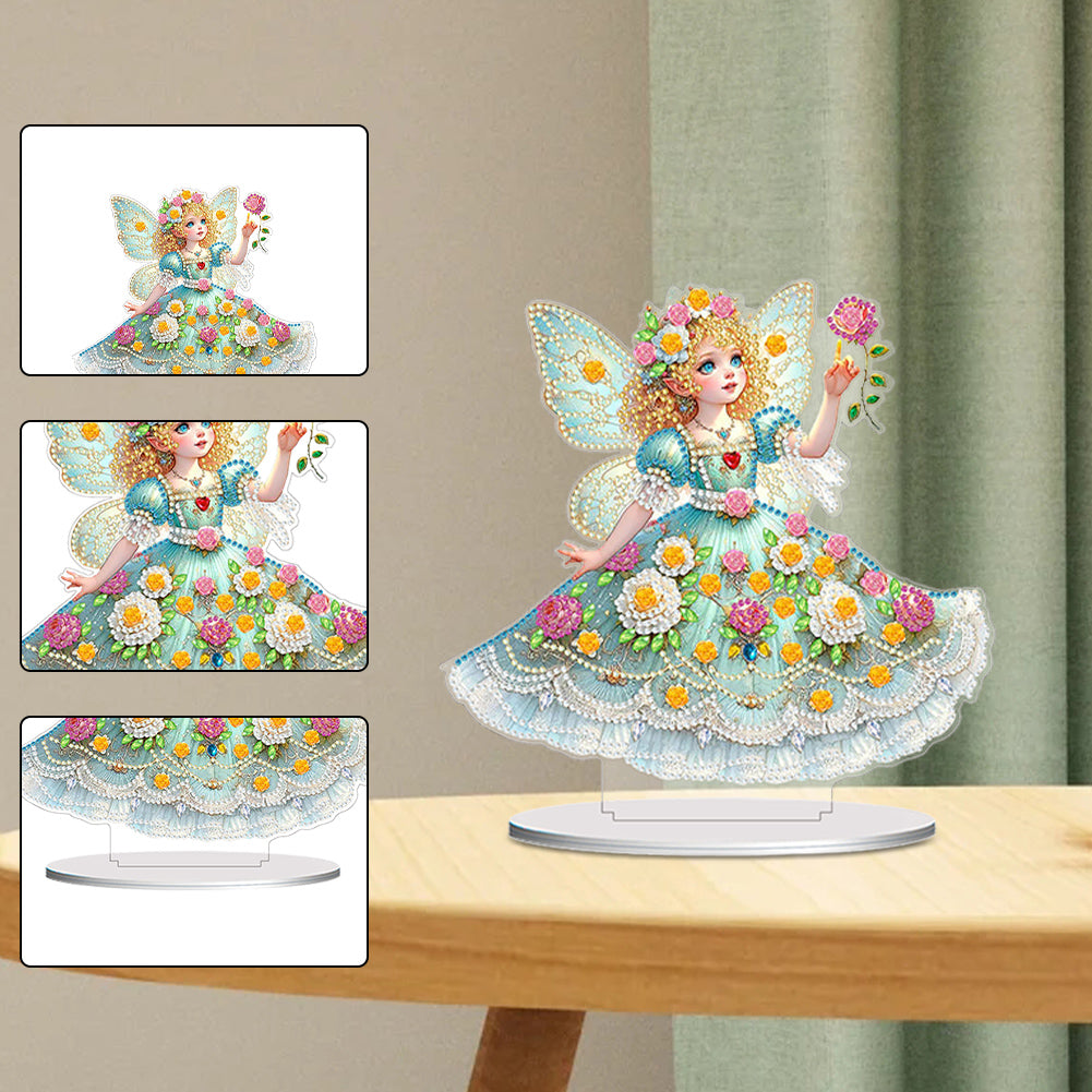 PVC Round Special Shaped Butterfly Fairy Diamond Painting Desktop Decorations