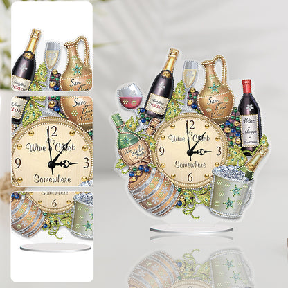 Acrylic Special Shaped Ice Bucket Wine 5D Diamond Painting Clock Art Craft