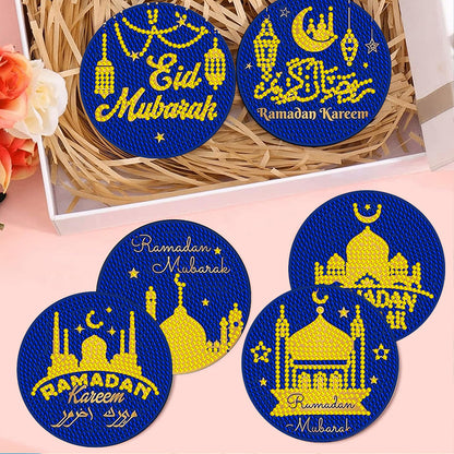 8Pcs Starmoon Castle Diamond Painting Coasters with Holder Animal for Party