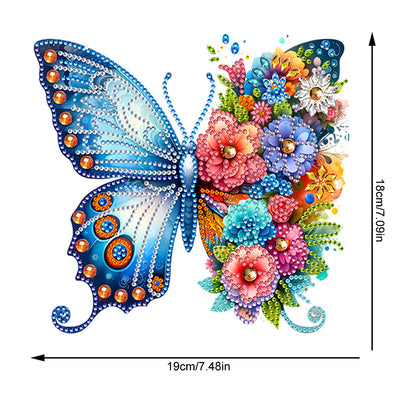 Acrylic Butterfly and Flowers Diamond Painting Hanging Pendant Decor (Blue)