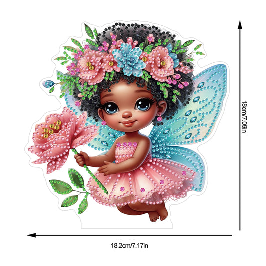 Acrylic Special Shaped Flower Elf 5D DIY Diamond Painting Desktop Ornaments Kit