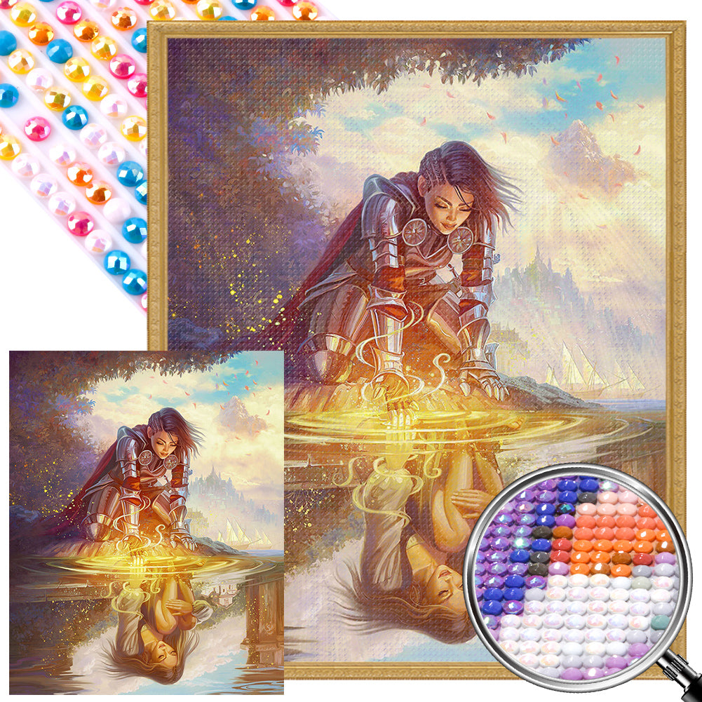 Female Knight By The Lake - Full Round Drill Diamond Painting 40*50CM