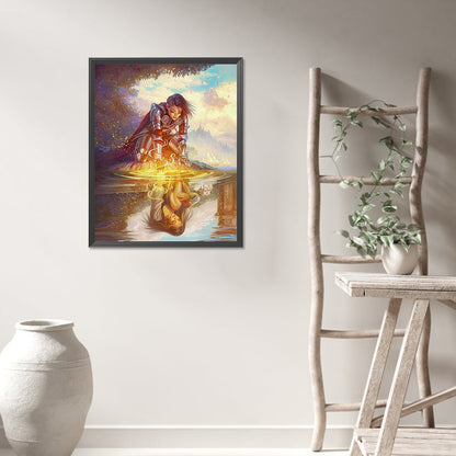 Female Knight By The Lake - Full Round Drill Diamond Painting 40*50CM