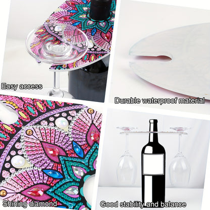 Acrylic Special Shaped Mandala Art Diamond Art Wine Glass Organizer for Bar