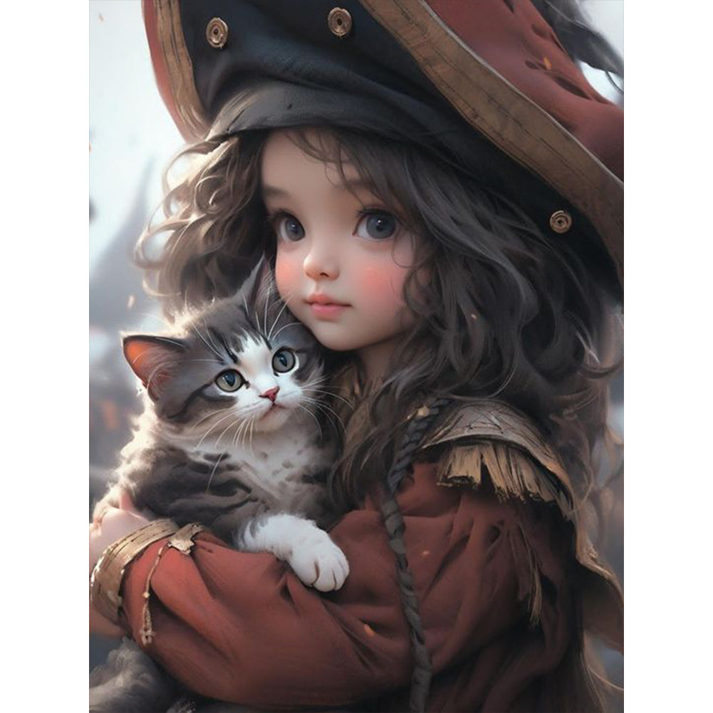 Cat Girl - Full Square Drill Diamond Painting 30*40CM