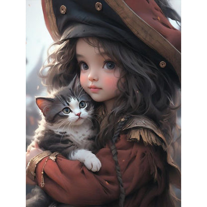 Cat Girl - Full Square Drill Diamond Painting 30*40CM