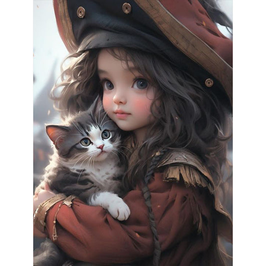 Cat Girl - Full Square Drill Diamond Painting 30*40CM