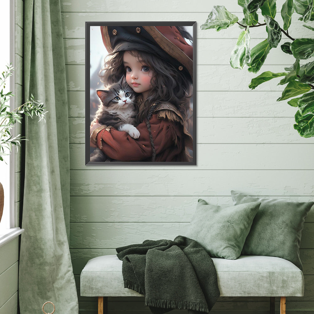 Cat Girl - Full Square Drill Diamond Painting 30*40CM