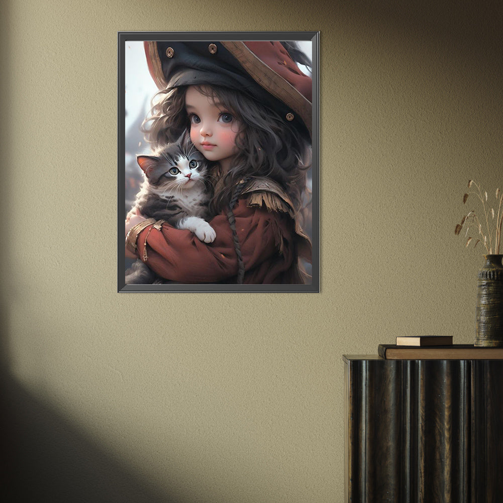 Cat Girl - Full Square Drill Diamond Painting 30*40CM