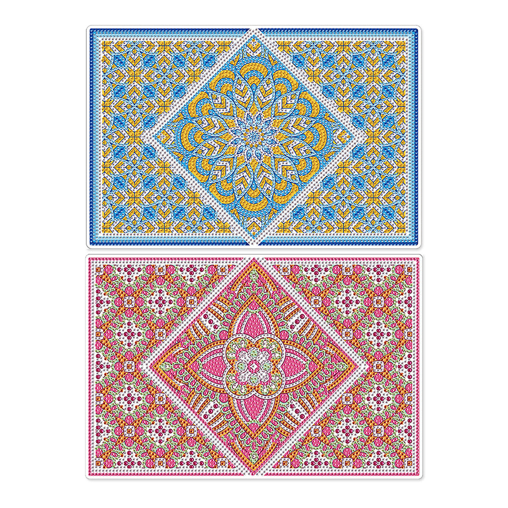 2Pcs Mandala Pattern Diamond Painting Placemat DIY Diamond Crafts Projects