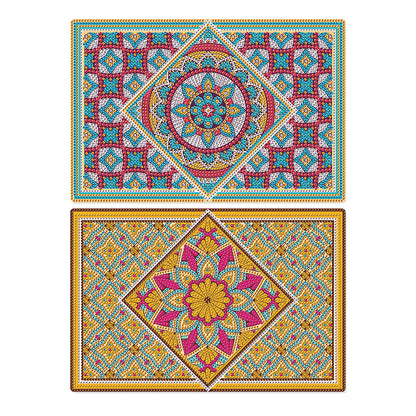 2Pcs Mandala Pattern Diamond Painting Placemat DIY Diamond Crafts Projects