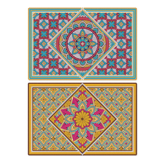 2Pcs Mandala Pattern Diamond Painting Placemat DIY Diamond Crafts Projects