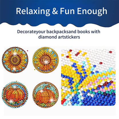 16Pcs Sunflower Pumpkin Diamond Painting Sticker Crystal Diamond Sticker for Kid