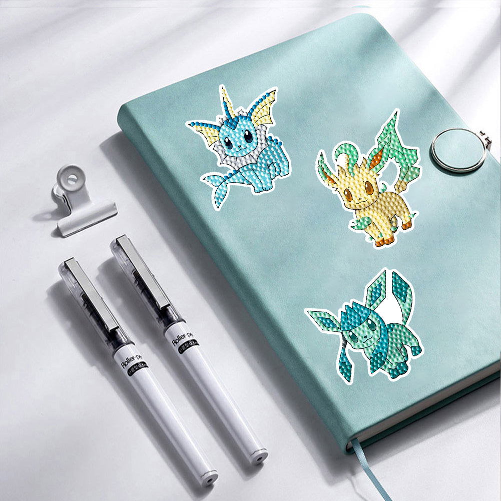 9Pcs Pikachu Diamond Painting Sticker Diamonds Mosaic Stickers for Boys Girls