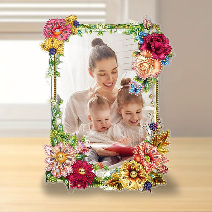 Special Shape Floral Diamond Painting Photo Frame Kits Bedroom Table Decor