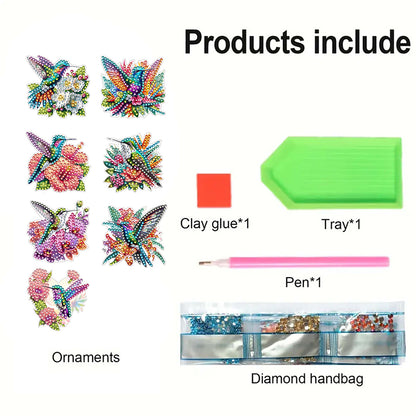 7Pcs Special Shape Acrylic Bird Diamond Painting Fridge Magnet Fridge Stickers