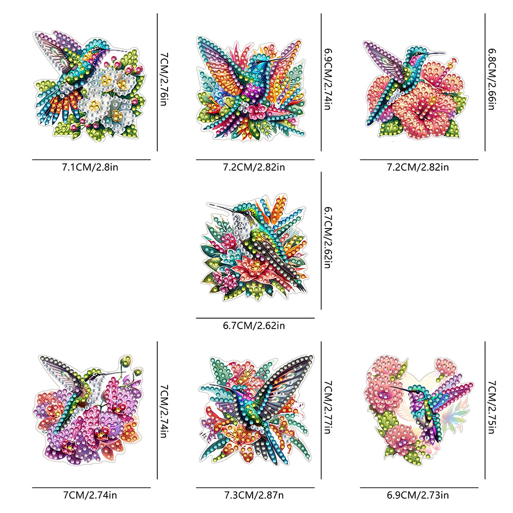7Pcs Special Shape Acrylic Bird Diamond Painting Fridge Magnet Fridge Stickers