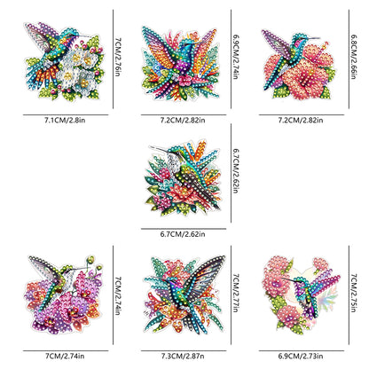 7Pcs Special Shape Acrylic Bird Diamond Painting Fridge Magnet Fridge Stickers