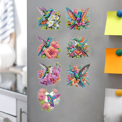 7Pcs Special Shape Acrylic Bird Diamond Painting Fridge Magnet Fridge Stickers