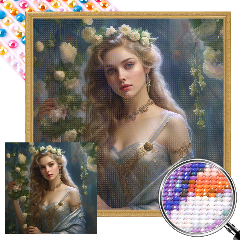 Flower Princess - Full AB Round Drill Diamond Painting 40*40CM
