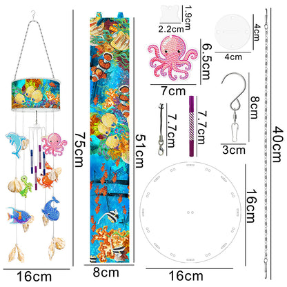 Marine Life Diamond Painting Wind Chime DIY Rhinestones Wind Chime Kit
