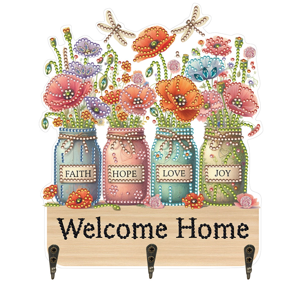 Vase DIY Diamond Painting Art Hooks Rhinestones Hook Rail for Home Office Decor