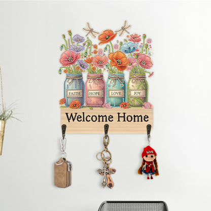 Vase DIY Diamond Painting Art Hooks Rhinestones Hook Rail for Home Office Decor