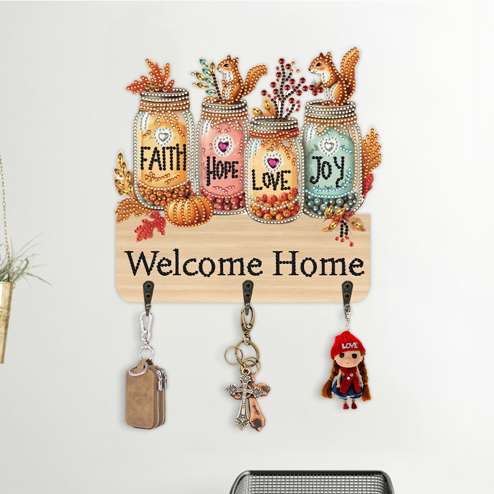 Vase DIY Diamond Painting Art Hooks Rhinestones Hook Rail for Home Office Decor