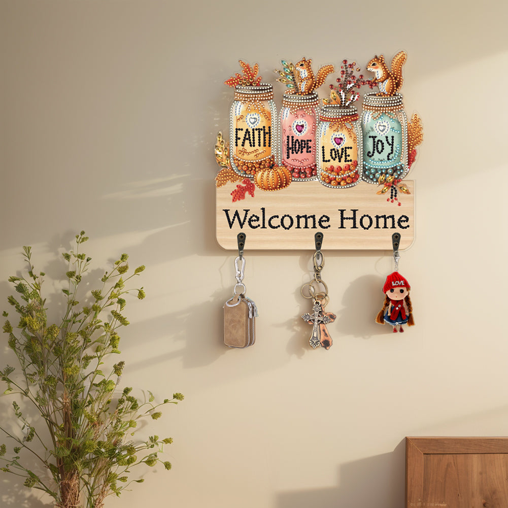 Vase DIY Diamond Painting Art Hooks Rhinestones Hook Rail for Home Office Decor