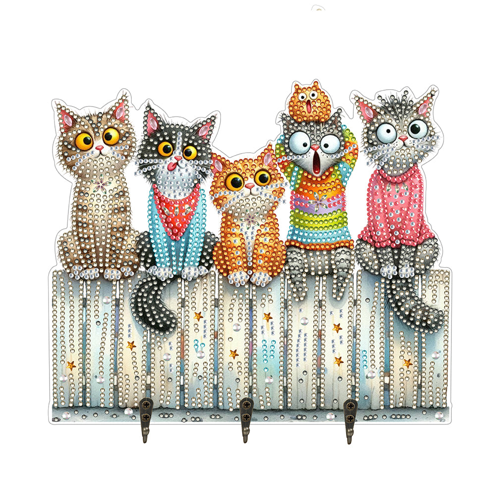Funny Kitten DIY Diamond Painting Art Hooks Wall Hooks for Home Office Decor