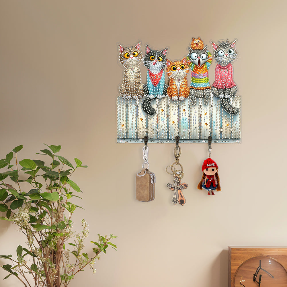 Funny Kitten DIY Diamond Painting Art Hooks Wall Hooks for Home Office Decor