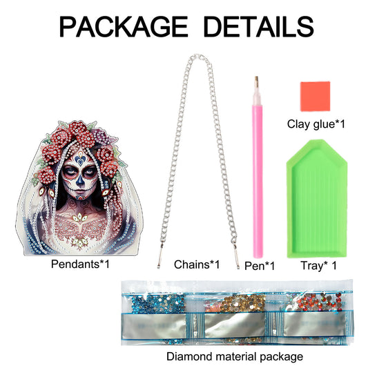 Halloween Skeleton Special Shape Diamond Painting Art Pendants for Wall Decor